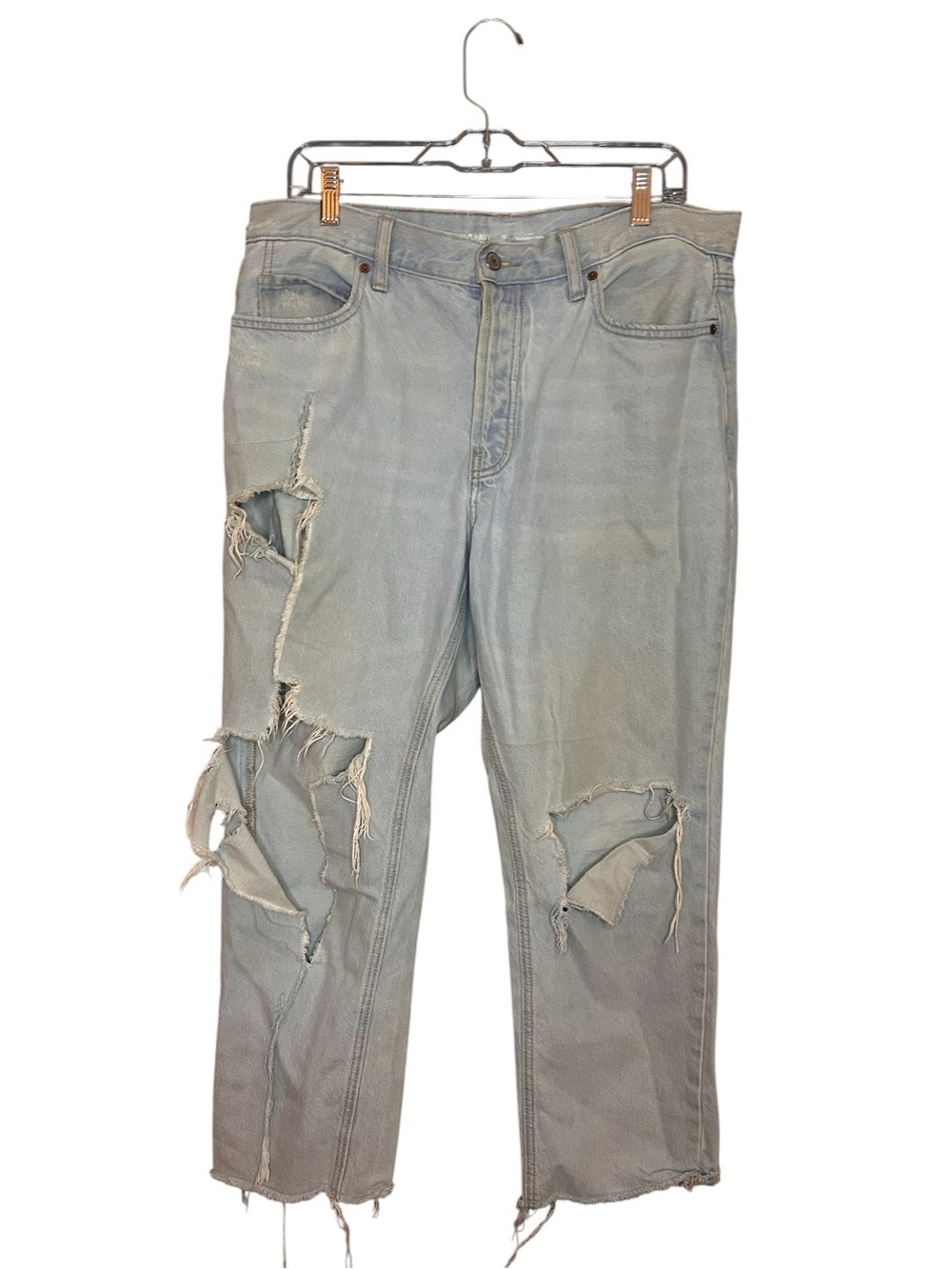 Old Navy Slouchy Straight Distressed Jeans Women’s Size 12 Light Wash
